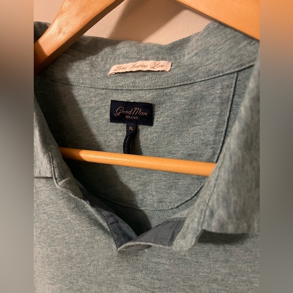 Good Man Brand by Russell Wilson No Button Cotton Polo Shirt Teal Blue XL - Picture 2 of 6